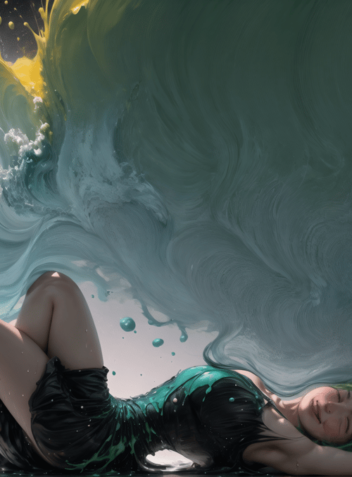 woman, liquid, wave