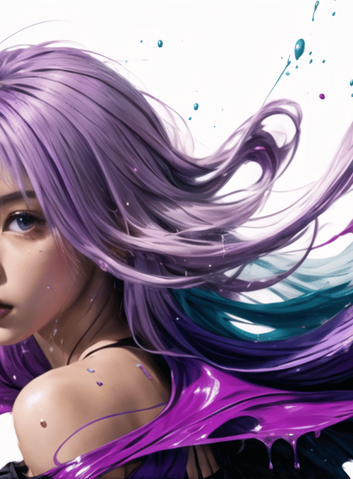 girl, hair, paint