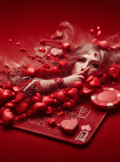woman, hearts, chip
