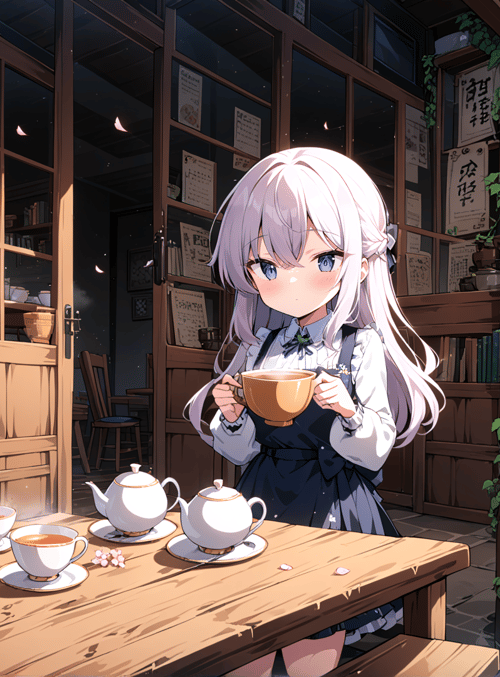 girl, tea, shop