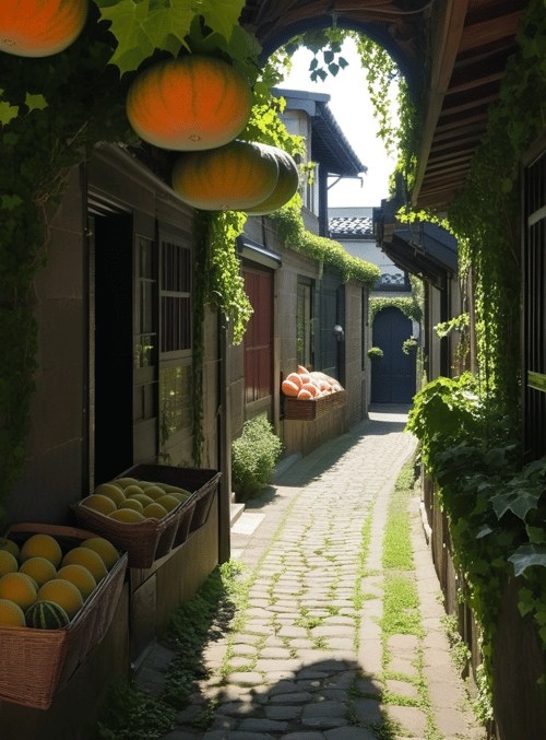 alley, fruits, vegetables