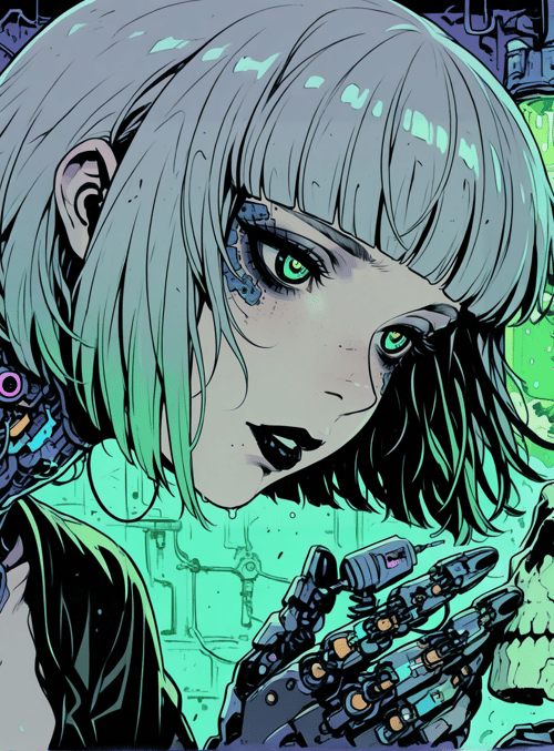 cyborg, skull, gadget