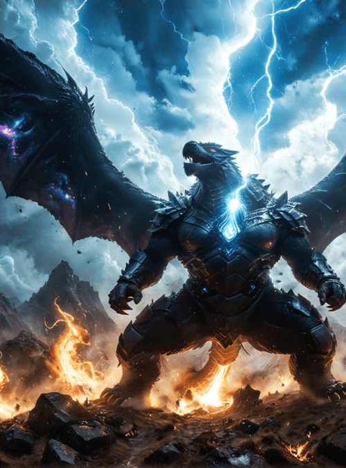 dragon, warriors, mountains