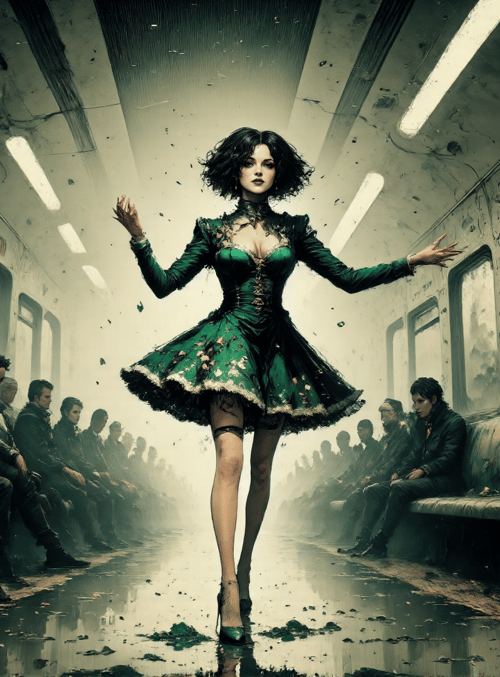 woman, subway, people