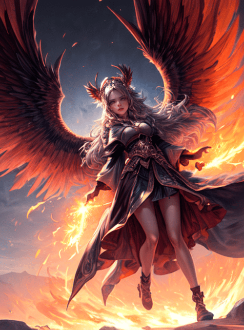 angel, warrior, fire