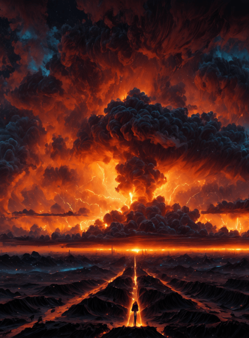 person, clouds, landscape, sky, mountains, lightning, sunrise, desert, stars, dawn