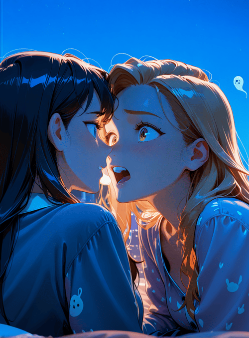 girls, bedroom, city