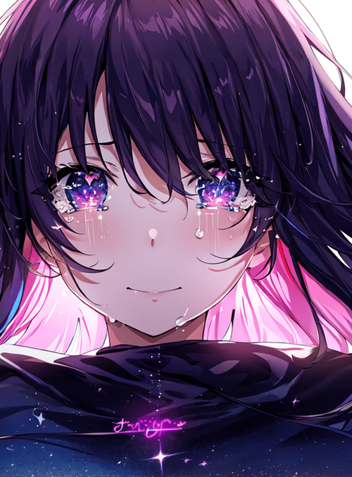 anime girl, long hair, teardrop