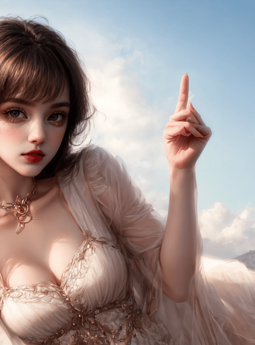 woman, dress, mountains