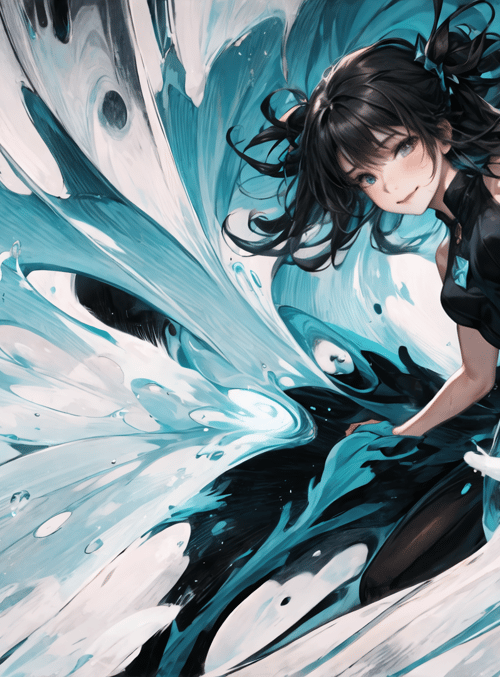girl, water, anime