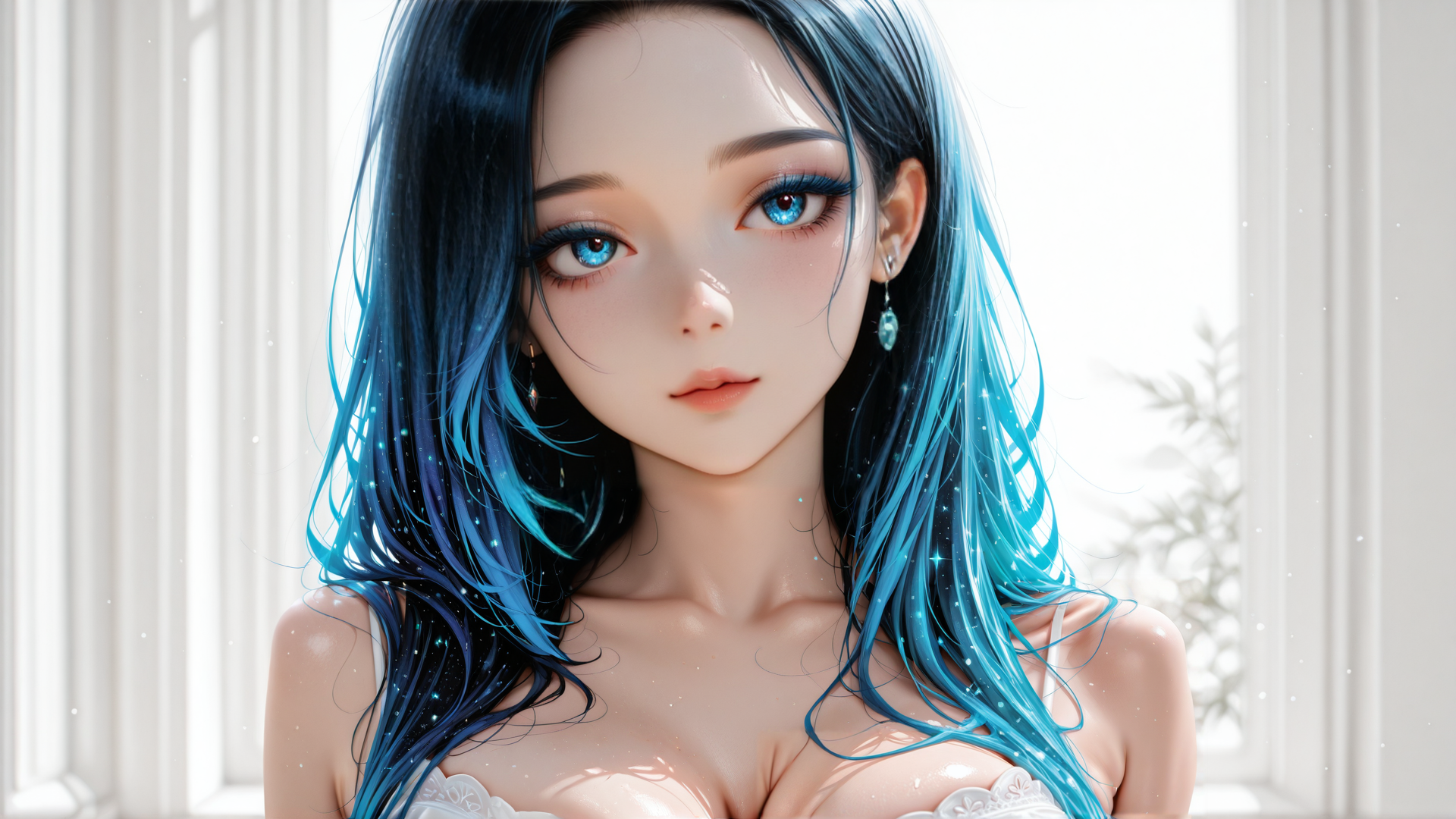 AI generated wallpaper featuring woman, hair, earrings