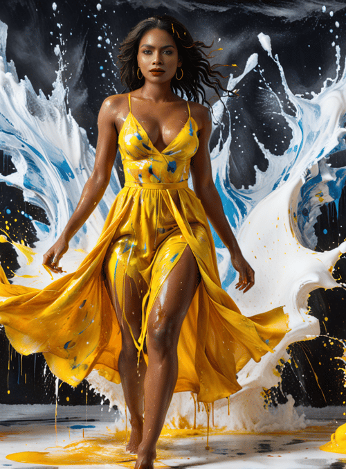woman, paint, dress