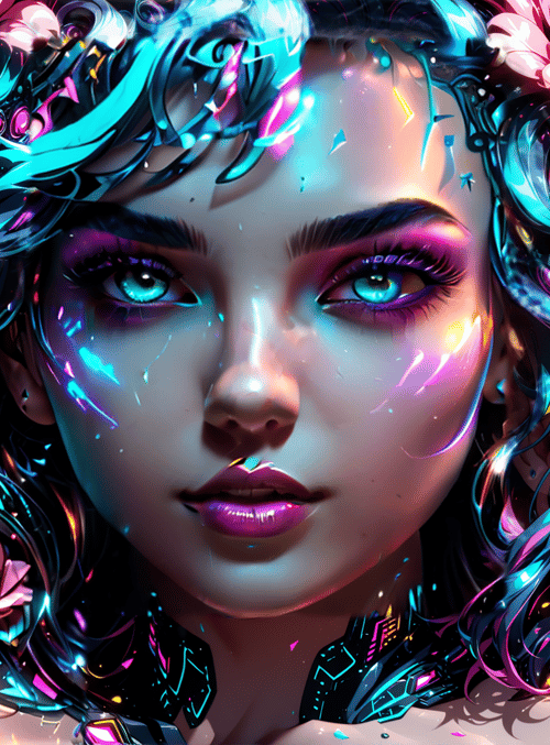 woman, flowers, cyber