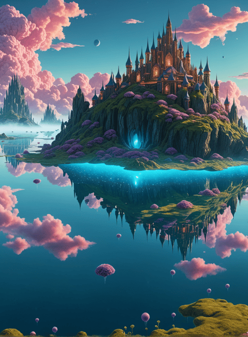 castle, landscape, water