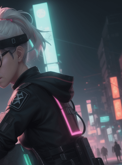 cyborg, girl, city