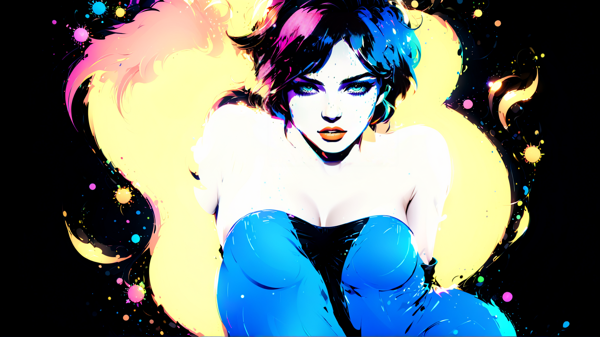 AI generated wallpaper featuring woman, painting, abstract