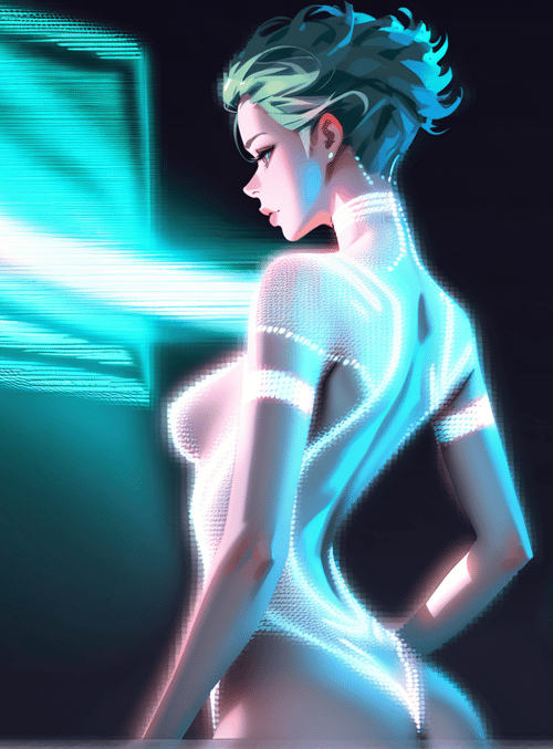 woman, cyberpunk, glowing