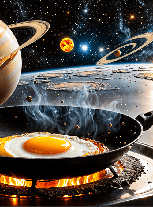 egg, planet, pan