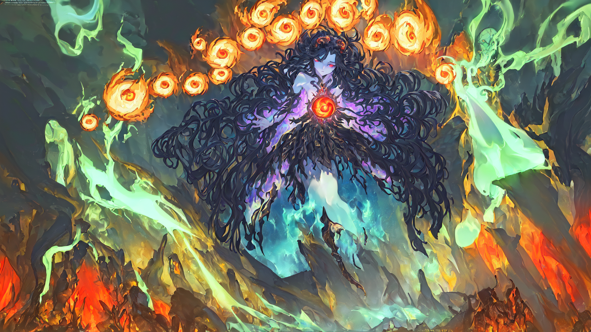 AI generated wallpaper featuring demon, goddess, spirit
