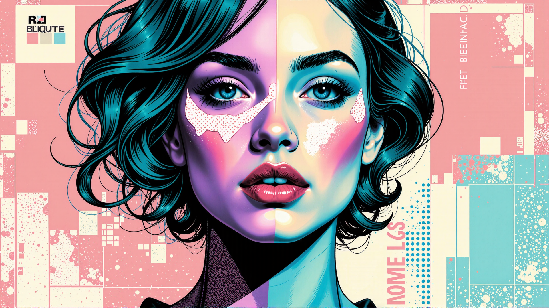AI generated wallpaper featuring woman, face, hair