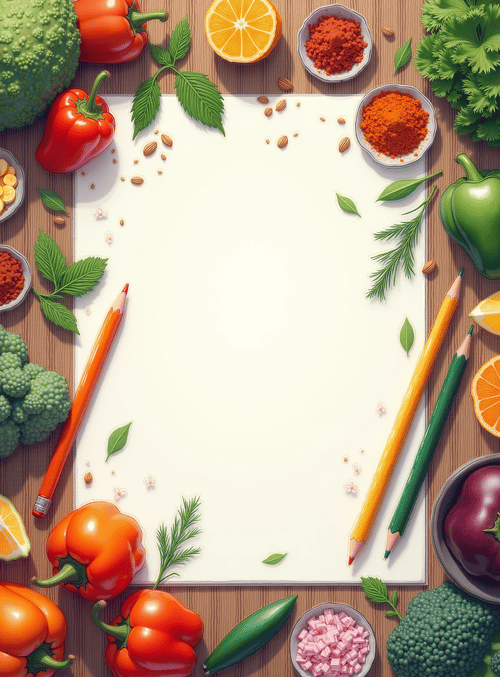 vegetables, pencils, spices
