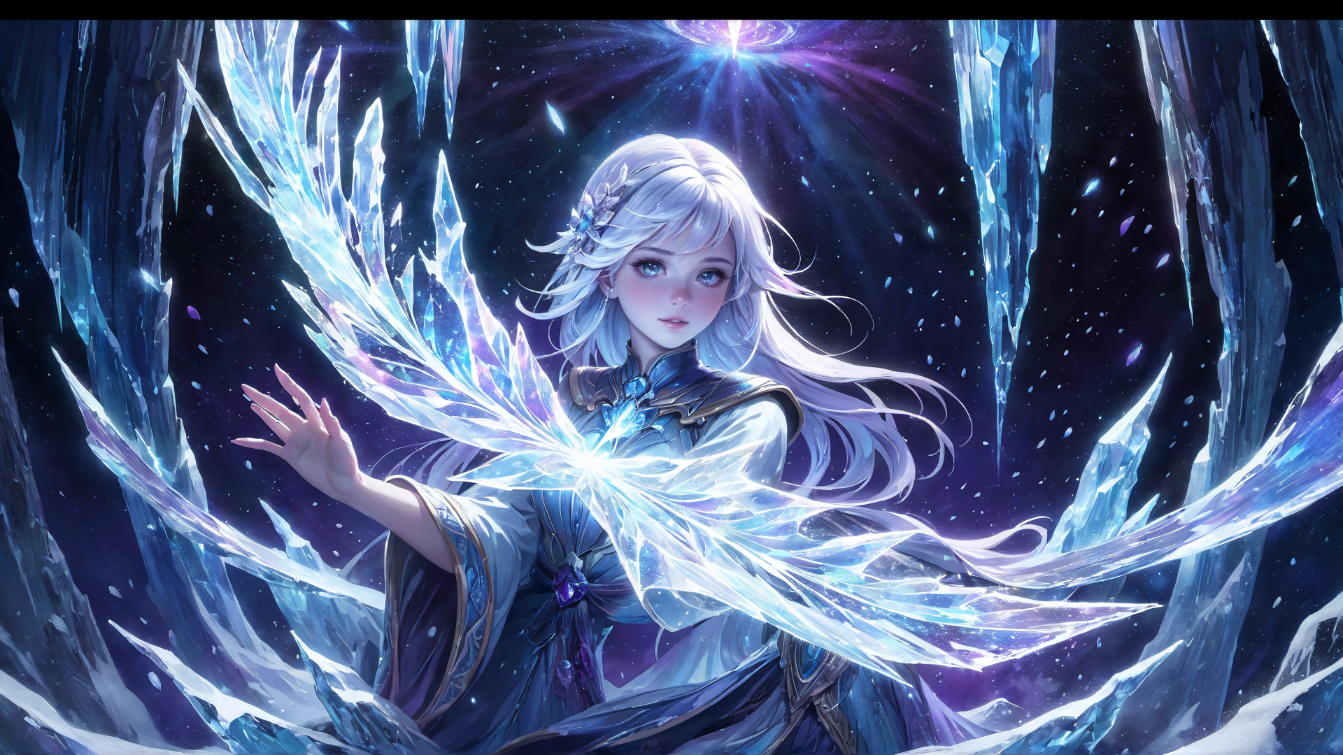 AI generated wallpaper featuring fairy, ice, wings