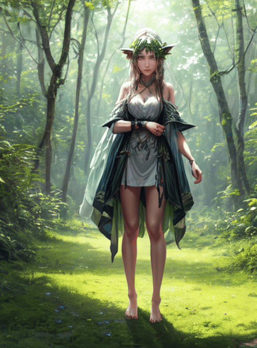 elf, woman, nature