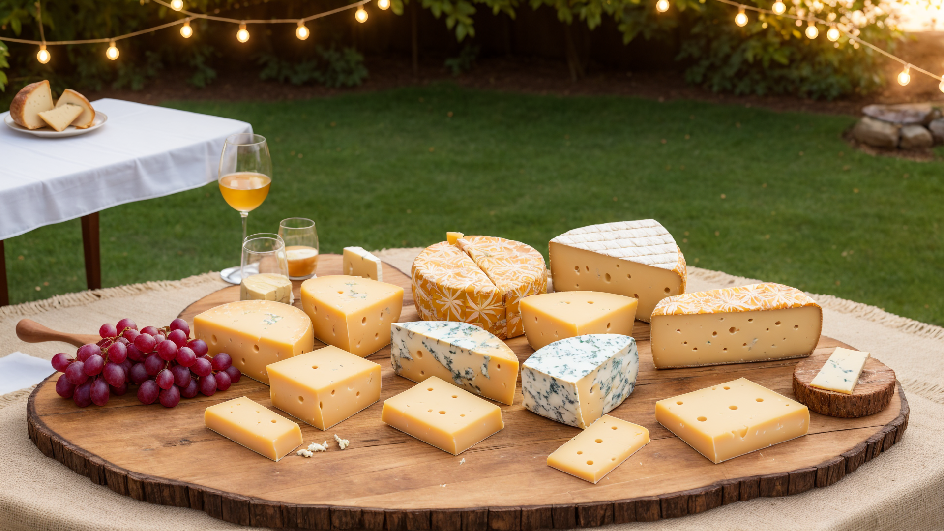 AI generated wallpaper featuring cheese, grapes, wine