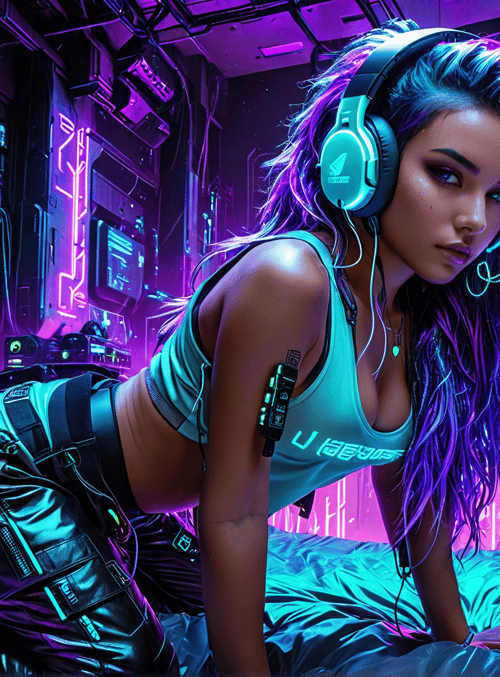 woman, cyberpunk, gaming