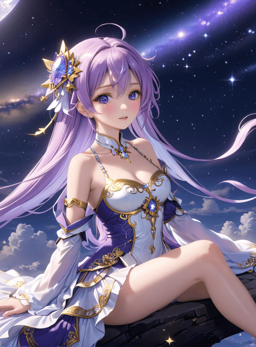 anime girl, princess, fairy, star, moon, heavenly, angel, cosmic, dream, celestial