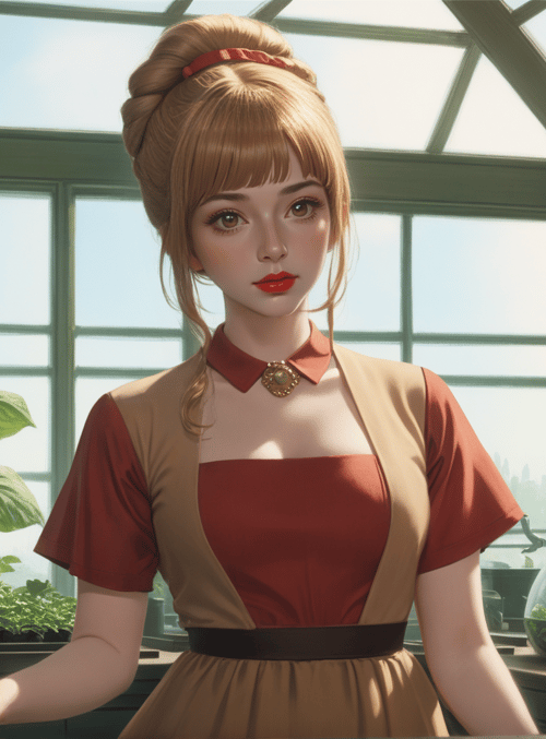 woman, greenhouse, plants