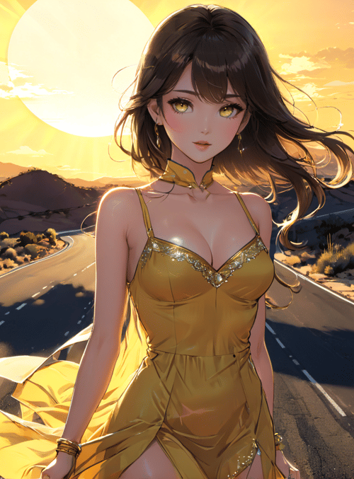 woman, desert, road