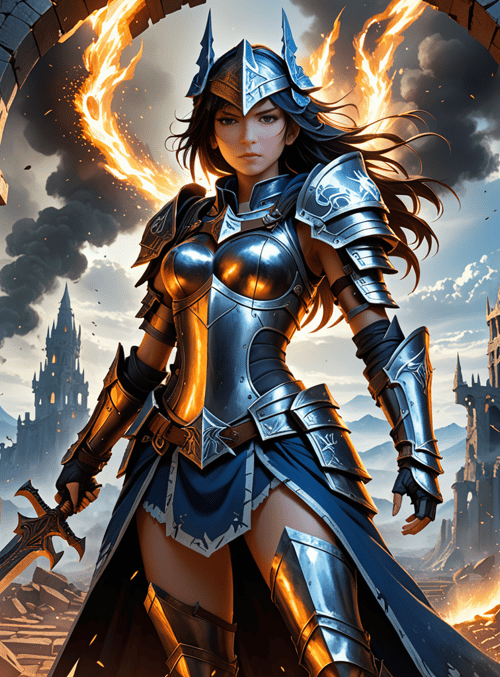 warrior, sword, castle