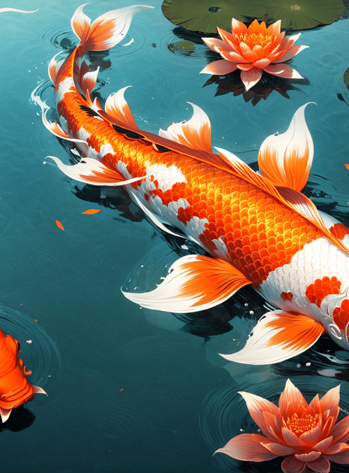 koi, lotus, water
