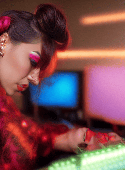 woman, gamer, keyboard
