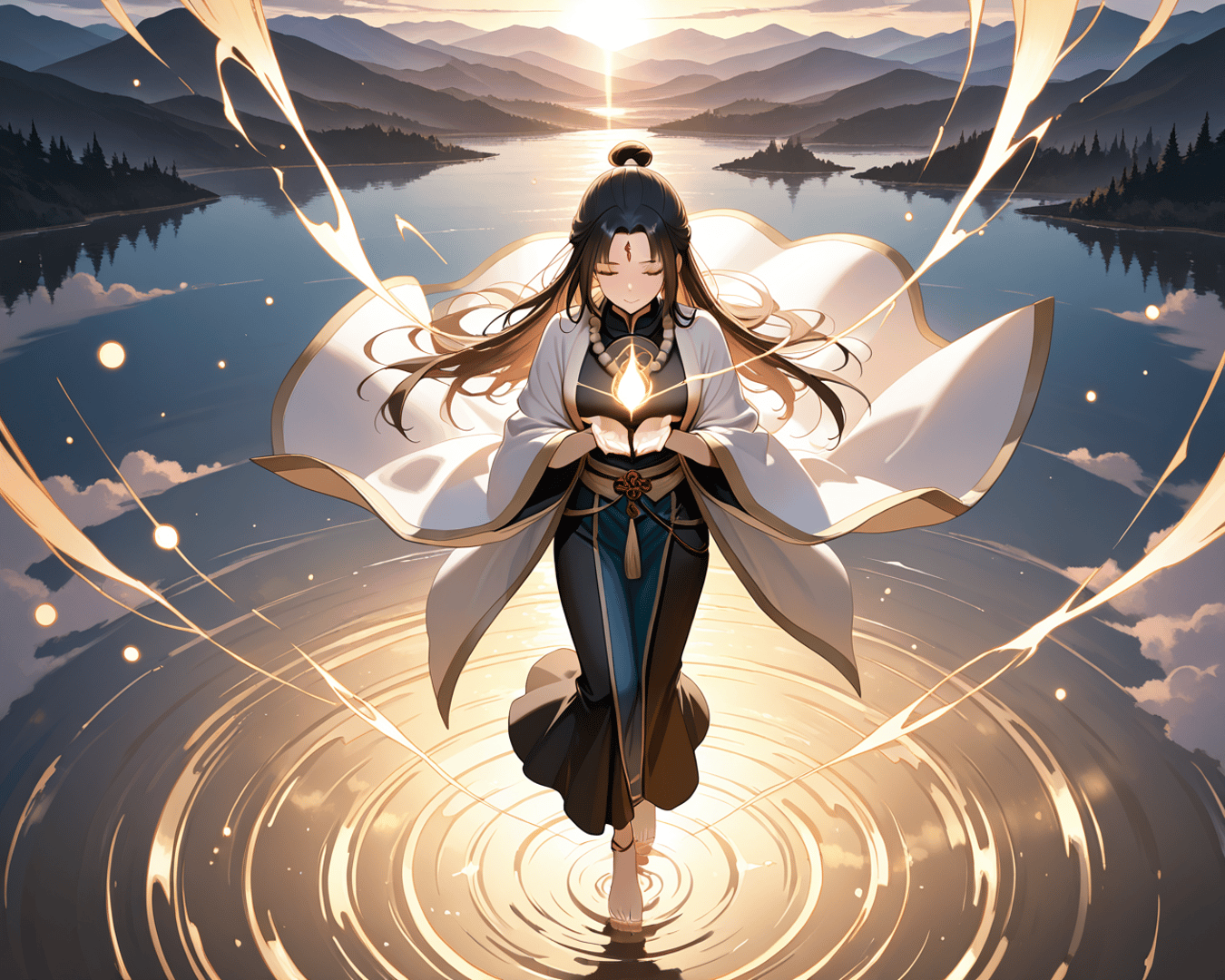 AI generated wallpaper featuring ninja, woman, goddess