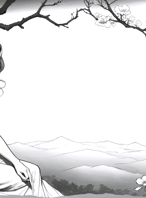 woman, tree, flowers, dress, mountains