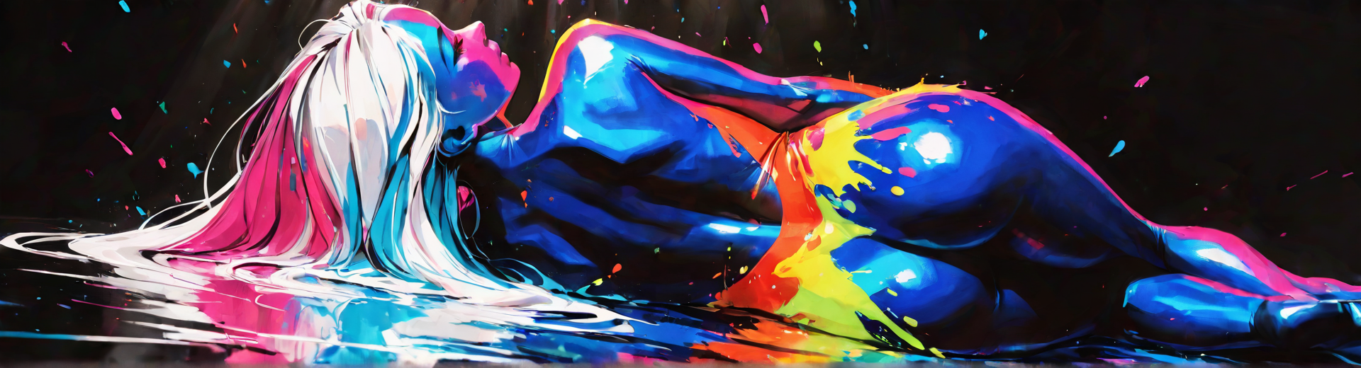 AI generated wallpaper featuring woman, paint, splash