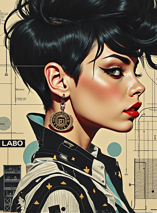 woman, hair, earring, graphic, text, design, collage, background, art, pattern