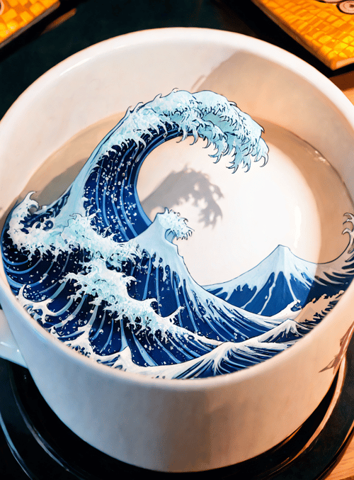 wave, cup, mountain
