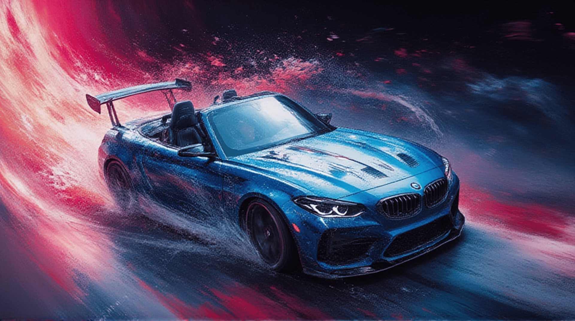 AI generated wallpaper featuring car, bmw, convertible, sports car, race car