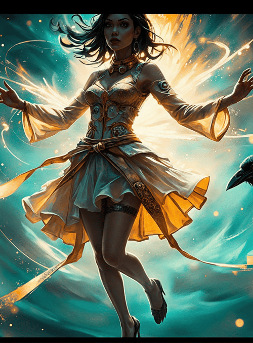 woman, crow, magic