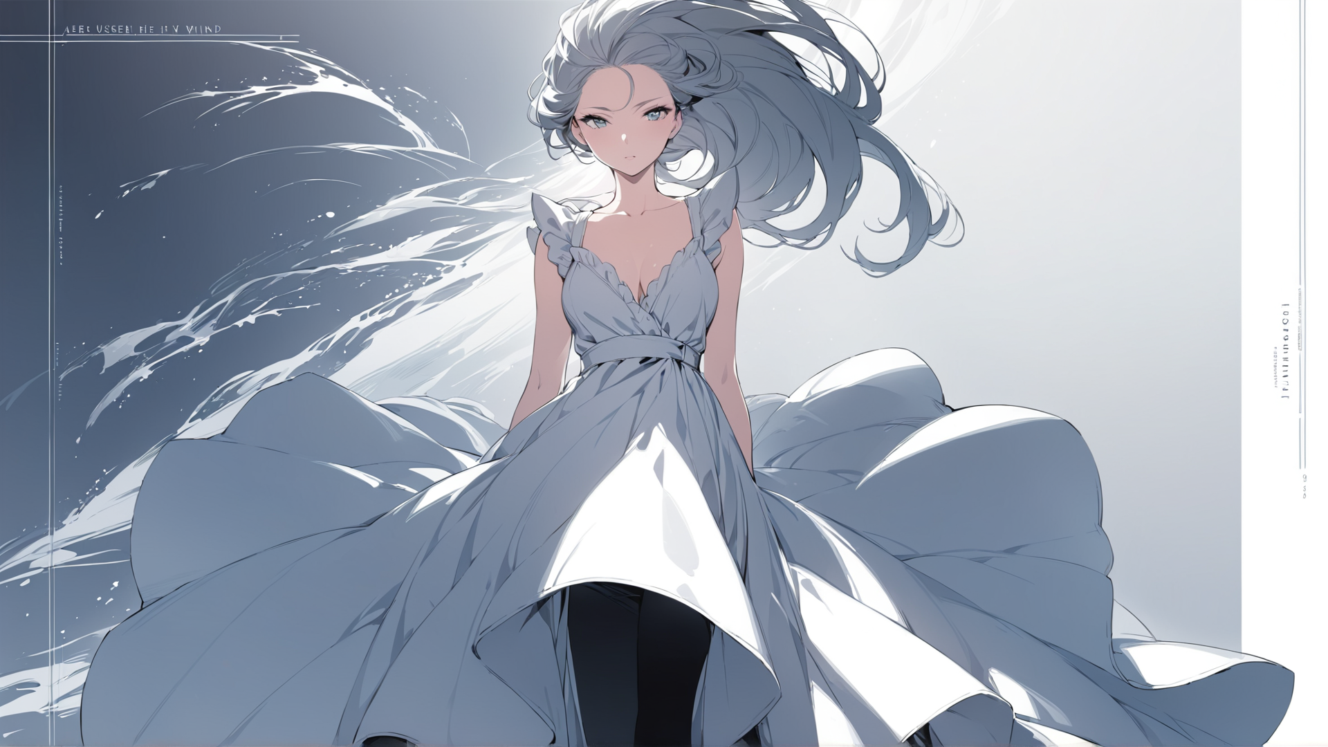 AI generated wallpaper featuring woman, dress, hair