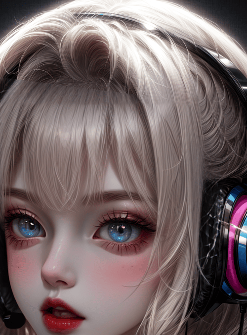 girl, headphones, city