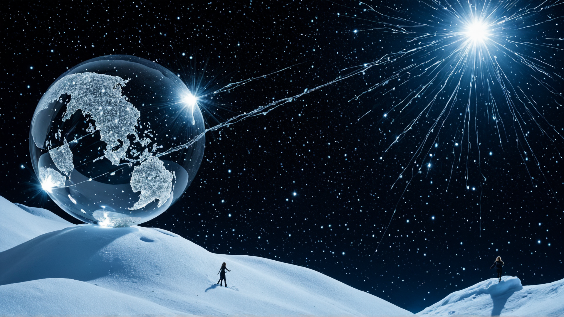 AI generated wallpaper featuring earth, people, stars