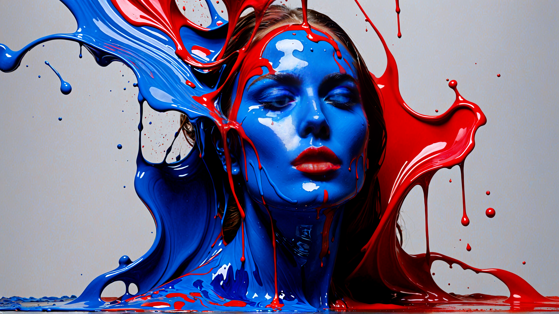AI generated wallpaper featuring woman, paint, art