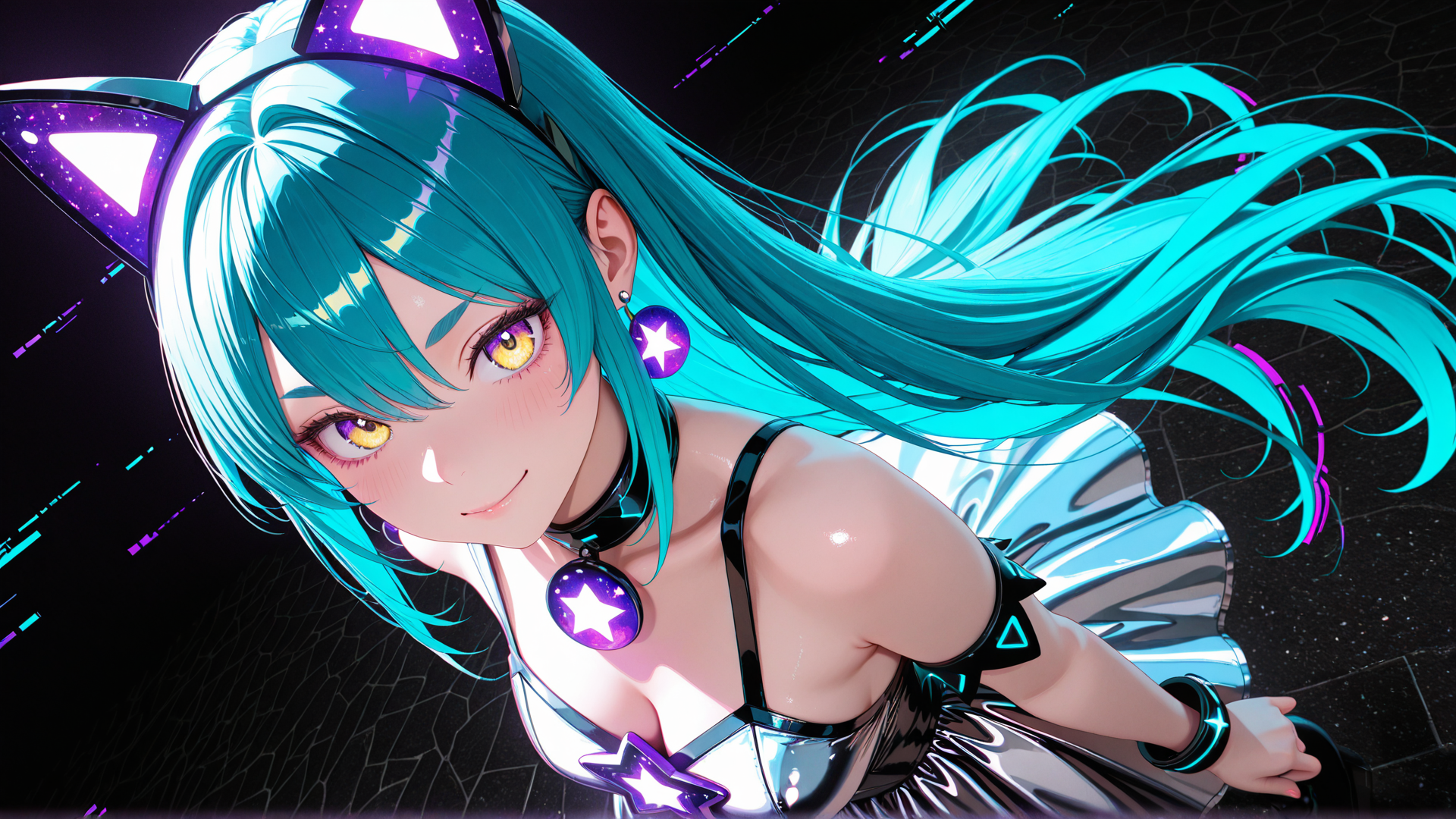 AI generated wallpaper featuring girl, anime, character, cat ears, dress