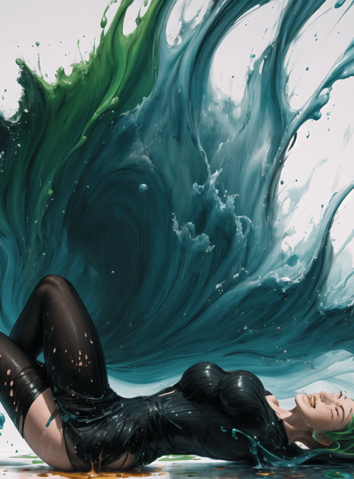 woman, wave, paint