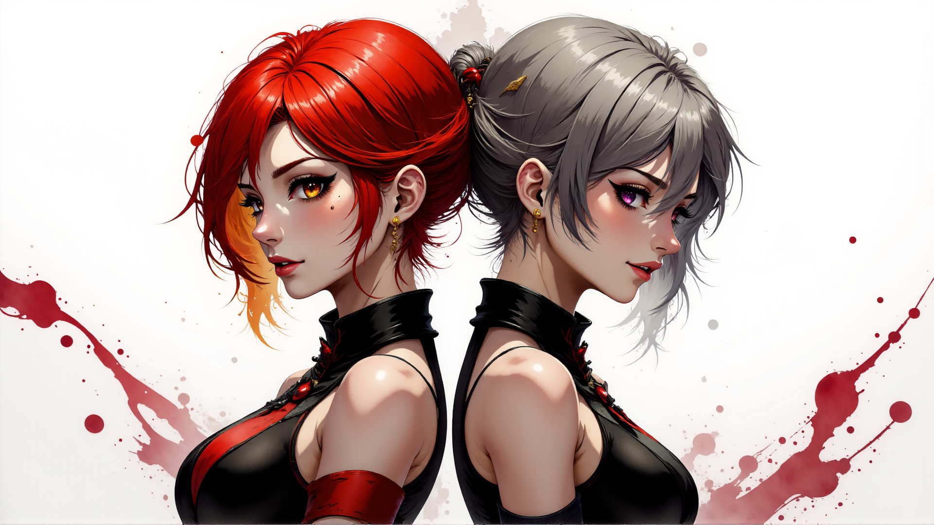 AI generated wallpaper featuring women, anime, characters, art, illustration, figures, girls, dolls, characters