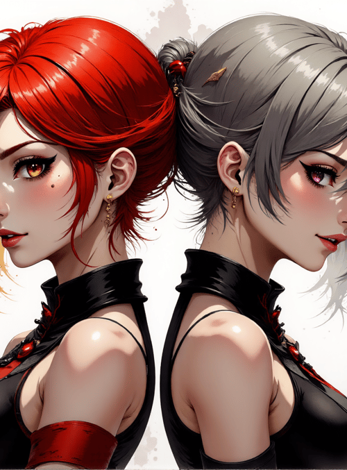 women, anime, characters, art, illustration, figures, girls, dolls, characters